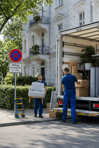 Halteverbotsschilder vor einem Umzug in Wiesbaden